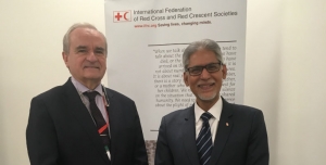 Secretário-Geral da CVP, Alexandre Abrantes, com Sub-Secretário-Geral para Programas e Operações da FICV, Jagan Chapagain